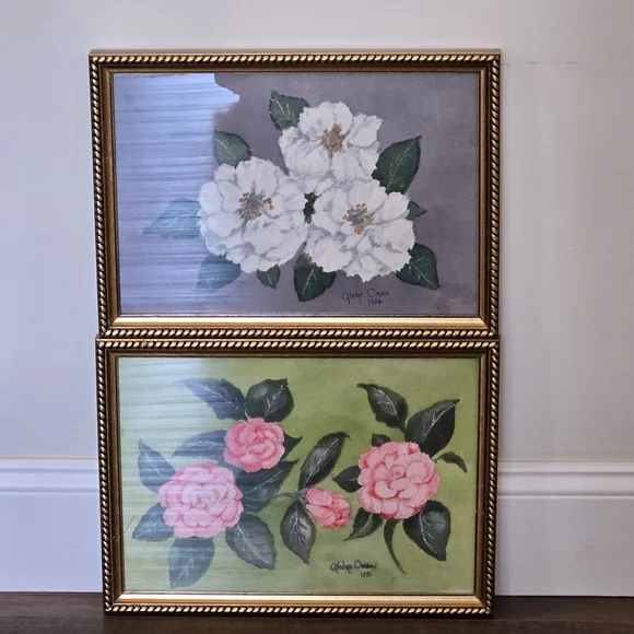 Vintage Watercolor Botanical Custom Framed Artwork Signed By Artist - Picture 1 of 11